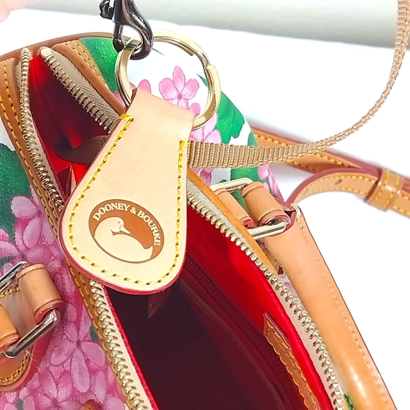 Dooney & Bourke Hydrangea Floral Print Satchel Bag Purse Handbag Flower Crossbod - Picture 9 of 12